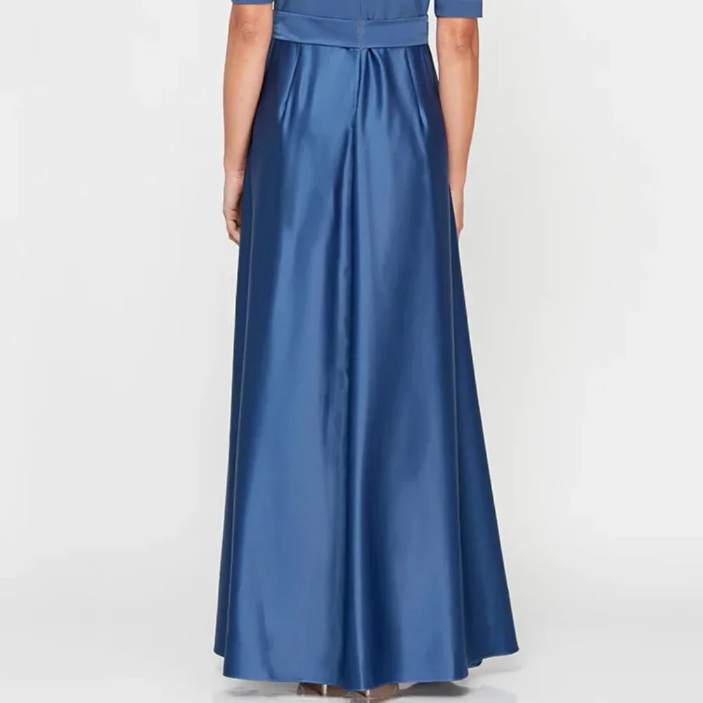 Alex Evenings Wedgewood Satin Petite Surplice Neckline Ballgown/NWT/14P - Picture 4 of 15